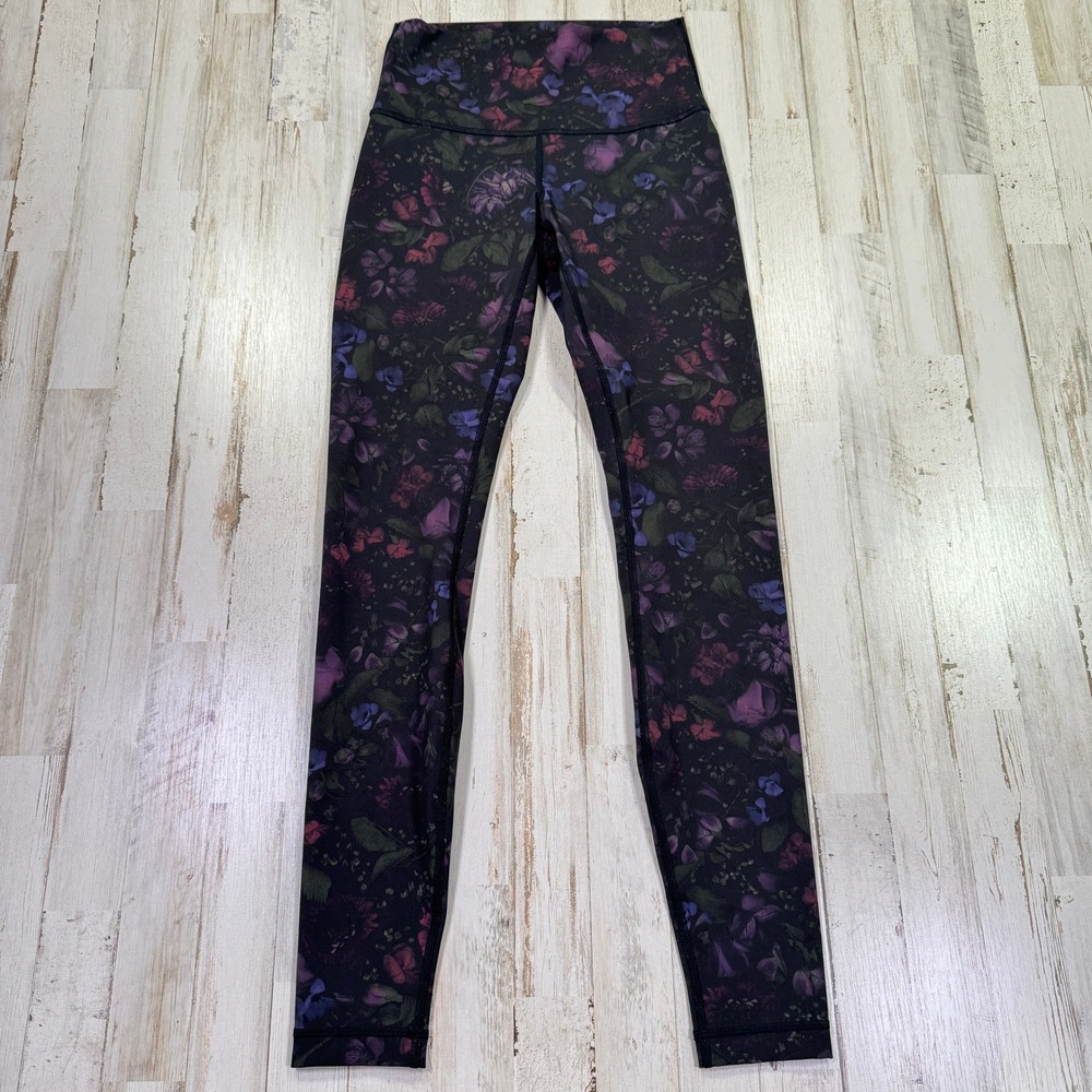 Lululemon Wunder Under Tight Womens 4 Black Botanical Multi Hi-Rise Luxtreme 28"